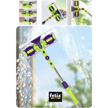 Özbience Çift Taraflı Teleskopik Cam Silme Aparatı Mikrofiber Mop Seti
