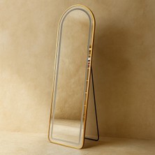 Özbience Şık LED Işıklı Ayna, Gold Renk, Modern Tasarım, Dekoratif ve Fonksiyonel