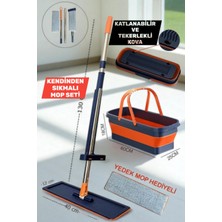 Özbience Katlanabilir Tekerlekli Mop Seti, Yedek Bezi Hediyeli, Kendinden Sıkmalı