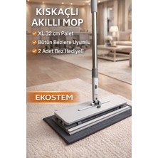 Özbience Uyumlu Click Akıllı Mop Paleti Xl 32 cm Kıskaçlı El Değmeden Temizlik Aparatı