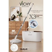 Özbience 360° Döner Mop Temizlik Seti, Mikrofiber Mop ve Yedek Başlıkli