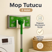 Özbience Çiftli Mop Tutucu, Duvara Yapıştırmalı, Güçlü Bantlı Askı, Banyo ve Mutfak Düzenleyici