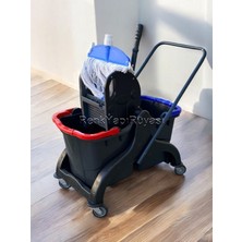 Özbience Endüstriyel Çift Kovalı Geniş Mop Temizlik Arabası, Kaliteli Set