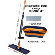 Özbience Katlanabilir Tekerlekli Mop Seti, Yedek Bezi ve Kendinden Sıkmalı Tasarım
