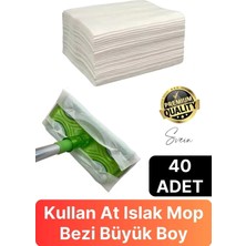 Özbience 40 Adet Tak Kullan At Islak Mop Yüzey Temizlik Bezi, Iz Bırakmaz, Büyük Boy