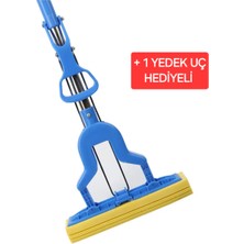 Özbience Kendinden Sıkmalı Kelebek Sünger Uçlu Temizlik Mopu + Yedek Uç Hediye