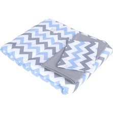 Skygo Bebek El Yapımı Yorgan Çarşaf ve Yastıklı Üçlü Set (Gri-Mavi)