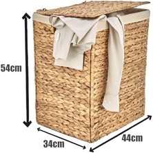 Skygo El Yapımı Doğal Hasır Katlanabilir Kirli Çamaşır Sepeti, Modern Çamaşır Sepeti, Katlananır Yer Kaplamayan Kirli Çamaşır Sepeti (44X34CMYÜKSEKLIK 54CM)