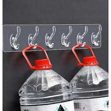 Skygo Kendinden Yapışkanlı Güçlü Şeffaf 6 Kancalı Askılık, Kapı Arkası, Mutfak, Duvar, Banyo Askısı