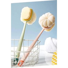 Skygo Uzun Saplı Çift Taraflı Duş Fırçası Kıl ve Lifli Masaj Etkili Vücut Temizleme Peeling Fırçası Sırt ve Cilt Bakımı Için