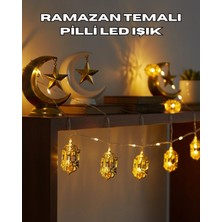 Özbience Altın Fener Tasarımlı Pilli LED Işık, Ramazan Dekoru, Şık ve Parlak Aydınlatma