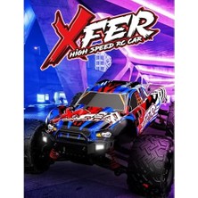 Skygo Oyuncak 40 Km Hız Yapan 2.4 Ghz Uzaktan Kumandalı Şarjlı 4x4 Full Fonksiyon Arazi Aracı Offroad Araba Işıklı Süspansiyonlu Yüksek Teker Mavi-Kırmızı ve Turuncu-Mavi) (Kırmızı-Mavi)