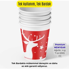 100 Adet 7 Oz Karton Bardak 200 ml - Cup İstanbul - Kırmızı Renkli Sızdırmaz Kağıt Bardak