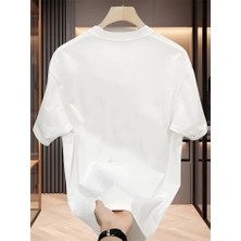 Serac Collection Baskılı Oversize Bisiklet Yaka T-Shirt - Beyaz