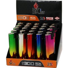 Shopwave 25 Adet Metal - Renkli Uzun Manyetöllü Metal Cep Çakmak Manyetolu Doldur Kullan Gökkuşağı - Çift Renk (5047)