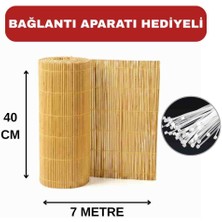 AYGHOME - Doğal Kamış Hasır Çit 40 cm x 7 Metre - Misina Örgülü Bahçe Çiti & Gölgelik (Bağlantı Aparatı Hediyeli)