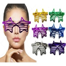 Marsilyan Metalize Ekstra Parlak Yıldız Panjur Parti Gözlüğü 6 Renk 6 Adet