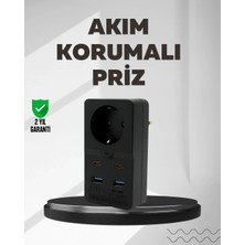 Ceylan Adam Mey Ithalat® Tip Akım Koruma Prizi 10A 2500W USB Type C Destekli