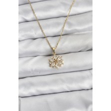 Clariss 316L Çelik Zincir Gold Renk Lotus Model Zirkon Taşlı Kadın Kolye