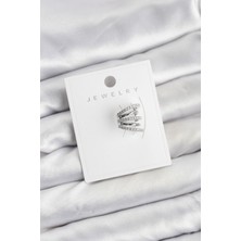 Clariss Gümüş Renk Pirinç Zirkon Taşlı Kıkırdak Earcuff Küpe