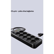 Astraltech USB Type-C Destekli 10’lu Grup Priz Termal Korumalı 2m Kablo 2500W