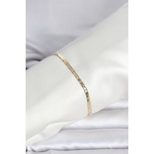 Clariss cm 14K Gold Renk Yassı Ezme Zincir Model Kadın Bileklik
