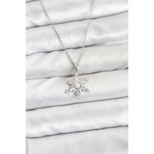 Clariss 316L Çelik Zincir Gümüş Renk Kar Tanesi Model Zirkon Taşlı Kadın Kolye