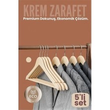 Ceylan Adam Mey Ithalat® 5'li Lüks Krem Elbise Ceket Askısı - Ergonomik & Kaymaz Plastik Askı Seti -  Ahşap Görünümlü