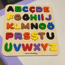 Skygo Alfabe Harf Puzzle - Ahşap Tabanlı ve Pla Harflerden Eğitici Oyuncak (21X25CM)