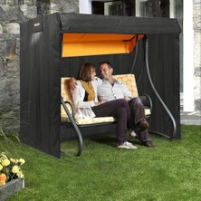 Skygo Bahçe Salıncak Koruma Örtüsü Üç Kişilik Tenteli Hamak Bahçe Salıncağı Koruma Kılıfı Su Geçirmez Branda Dayanıklı 210X125X170CM Siyah