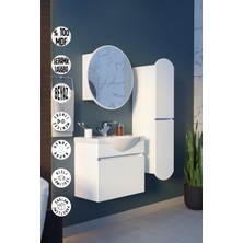 Makbulce Erciyes 65CM Seramik Lavabolu Mdf Oval Aynalı Banyo Dolabı