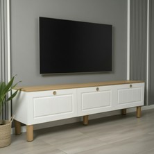 Misterium Zenith Membran Mdf Kapaklı Modern Tv Ünitesi - Beyaz