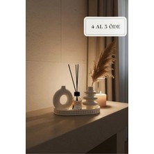Zuri Design Bohem Beton Vazo ve Vanilya Çubuklu Oda Kokusu Dekoratif Tepsi Seti - 3'lü Set