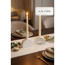 Zuri Design Dekoratif Beton Şamdan 2'li Set- Gökkuşağı ve Kalp Desenli Bohem Mumluk (Mum Dahil Değildir)