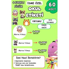 Birikiyedi Okul Etiketi Kalem Defter Etiketi Özel Isim Yazılabilen Etiket 60 Adet Sevimli Kediler