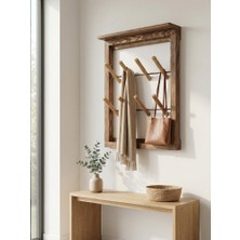 Jet Ağaçkakan Ahşap Duvar Tipi Elbise Askısı – Koyu Ceviz - Kaydırmalı Tasarım