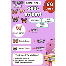 Birikiyedi Okul Etiketi Kalem Defter Etiketi Özel Isim Yazılabilen Etiket 60 Adet Kelebekler