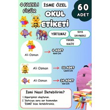 Birikiyedi Okul Etiketi Kalem Defter Etiketi Özel Isim Yazılabilen Etiket 60 Adet Fil,ayı,balık,arı