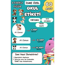Birikiyedi Okul Etiketi Kalem Defter Etiketi Özel Isim Yazılabilen Etiket 60 Adet Sevimli Köpekler