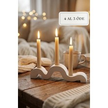 Zuri Design Dekoratif Dalgalı Tasarım 3 Bölmeli Beton Biblo – Bohem Masa Üstü Mumluk (Mum Dahil Değildir)