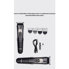 Astraltech Sessiz Motorlu, Kablosuz Kullanımlı Şarjlı Saç ve Sakal Kesme Makinesi – Taraklı Set