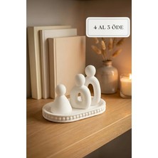 Zuri Design Bohem - Modern Beton Biblo 3’lü Set – Dekoratif Minimal Biblo Figür