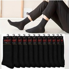 Abani Classic  Erkek Soket Uzun Çorap Siyah Mevsimlik Pamuk Klasik Düz Çorab 12 Çift