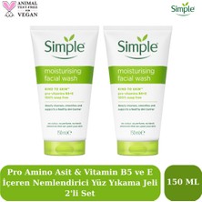 Simple Kind To Skin Gerginlik Hissi Bırakmayan Nemlendirici Yüz Temizleme Jeli 150 ml 2'li Set