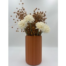 Parlak Bakır Rengi Yapay Çiçek Vazosu -Dekoratif Vazo