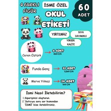 Birikiyedi Okul Etiketi Kalem Defter Etiketi Özel Isim Yazılabilen Etiket 60 Adet Sevimli Pandalar