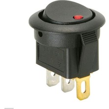 Skygo 10 Adet Aç-Kapa (On-Off) Elektrik Düğmesi 250V 8 A Yuvarlak Siyah Kırmızı Ledli Anahtar SR-06NR