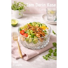 Nandy Home El Yapımı Cam, Cansu Model Yuvarlak Derin Kase - Bowl ve Salata Kasesi