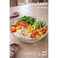 Nandy Home El Yapımı Cam, 19CM Line Model Kase - Bowl Kasesi - Salata Kasesi