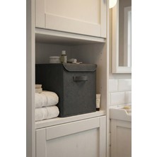 Luxway Home Antrasit Kapaklı Dolap Içi Çamaşır Oyuncak Düzenleyici Katlanır Saklama Kutusu 30X30X30